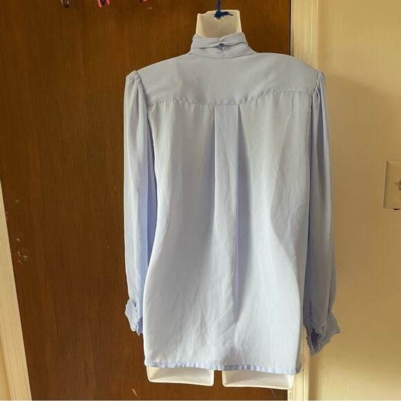 80s periwinkle blue blouse - Picture 4 of 7